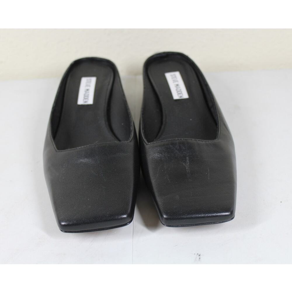 Steve Madden Vanessa Square Toe Mule Black Leather Size 10 - Picture 2 of 5